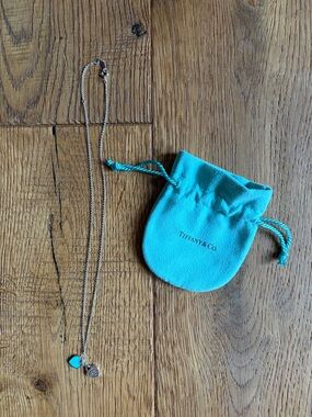 Tiffany & Co. Turquoise Enamel Heart and Silver Disc Necklace